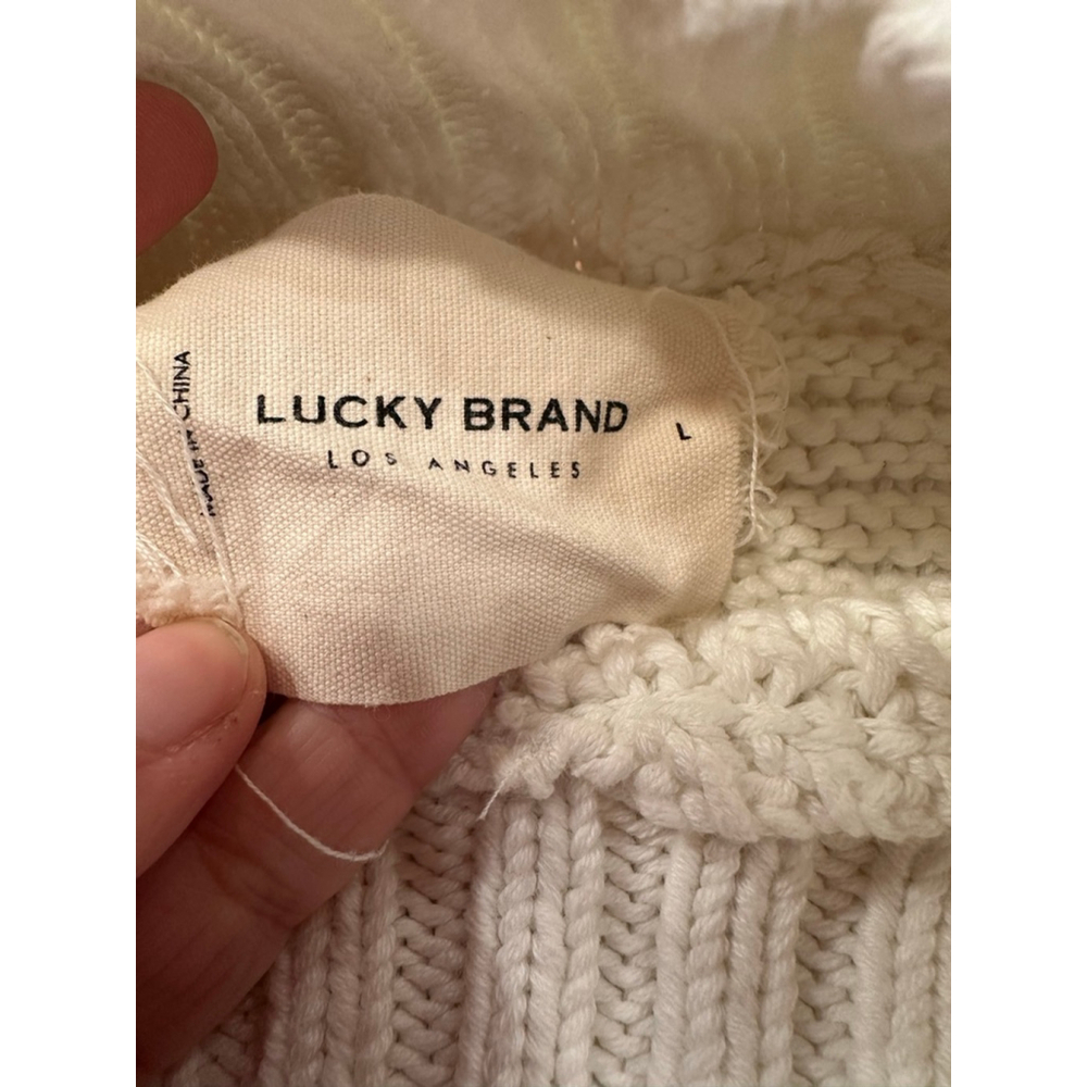 Lucky Brand White Mock Neck Knit Sweater Large - Picture 4 of 8